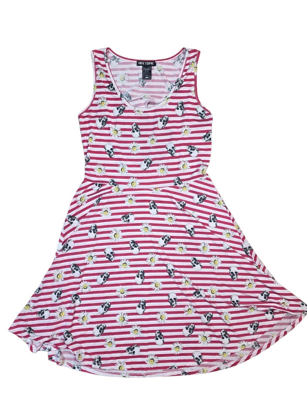 Hot Topic Fit And Flare Sleeveless Skull And daisy Summer Dress Size M